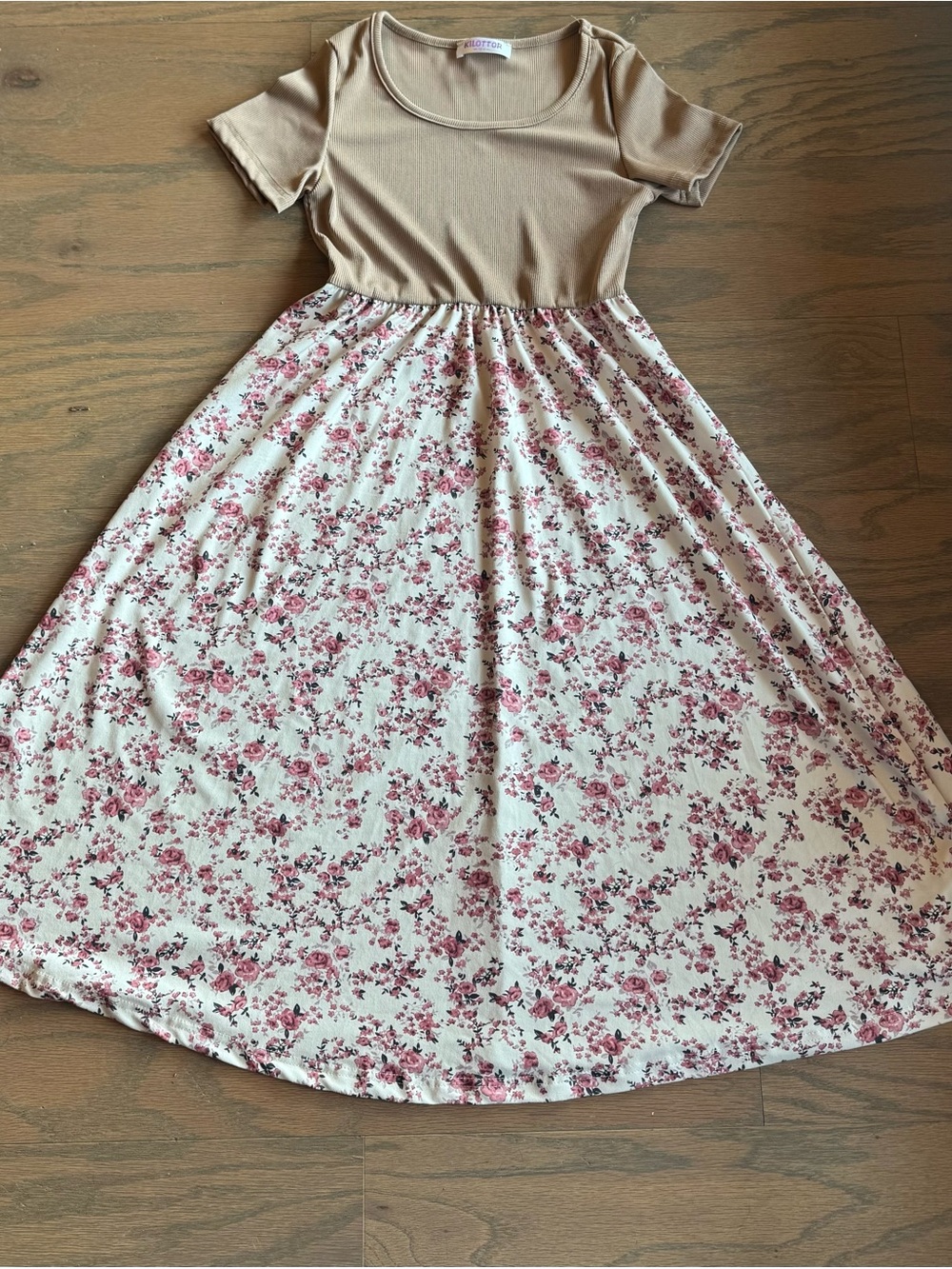 Beige Top Floral Maxi Dress - Pink Floral Skirt